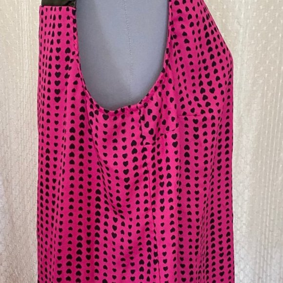 Pink & Black Sheer Torrid Top w/Faux Leather Trim - Picture 11 of 12